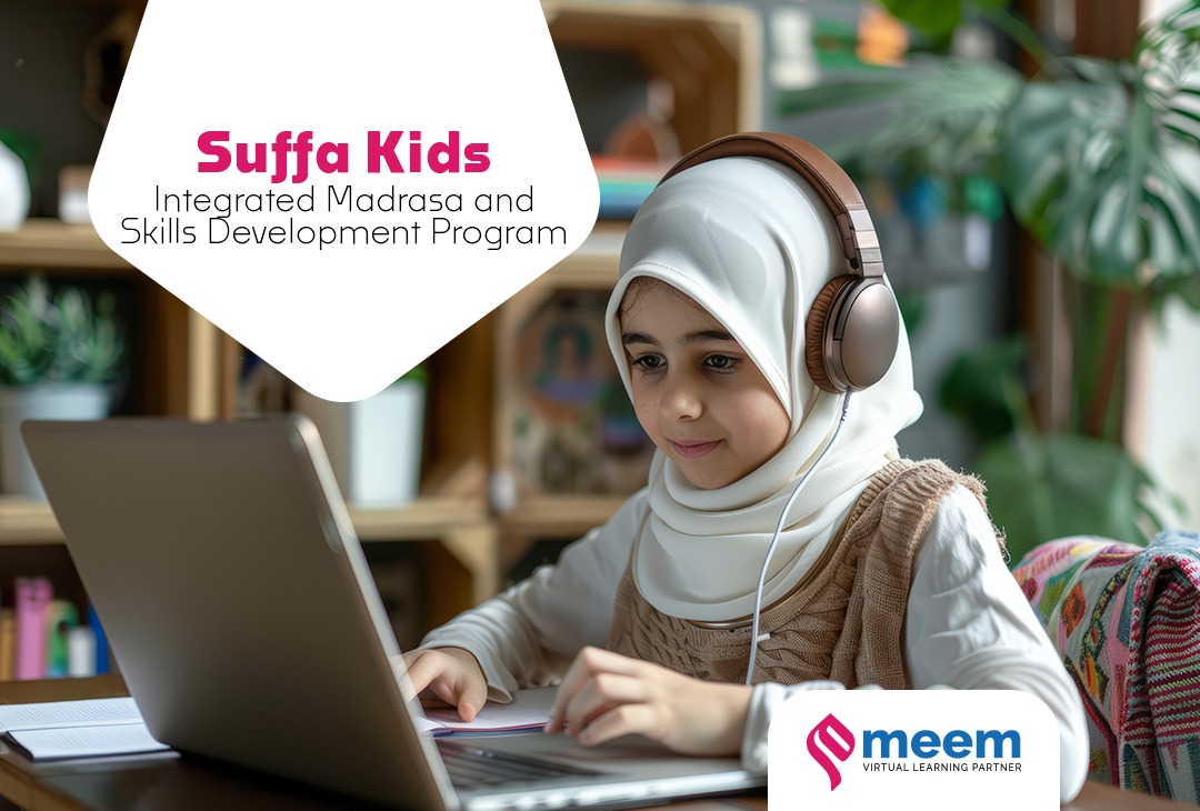 "Children participating in an Islamic programming course, learning coding skills with Islamic values"