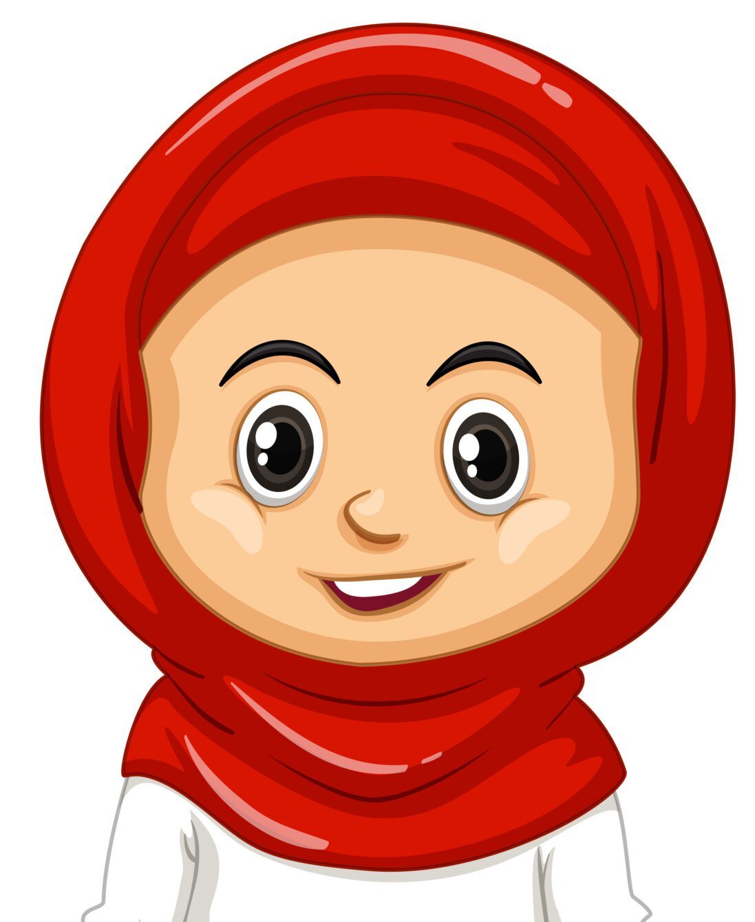 Muslim girl in red and white clothes illustration