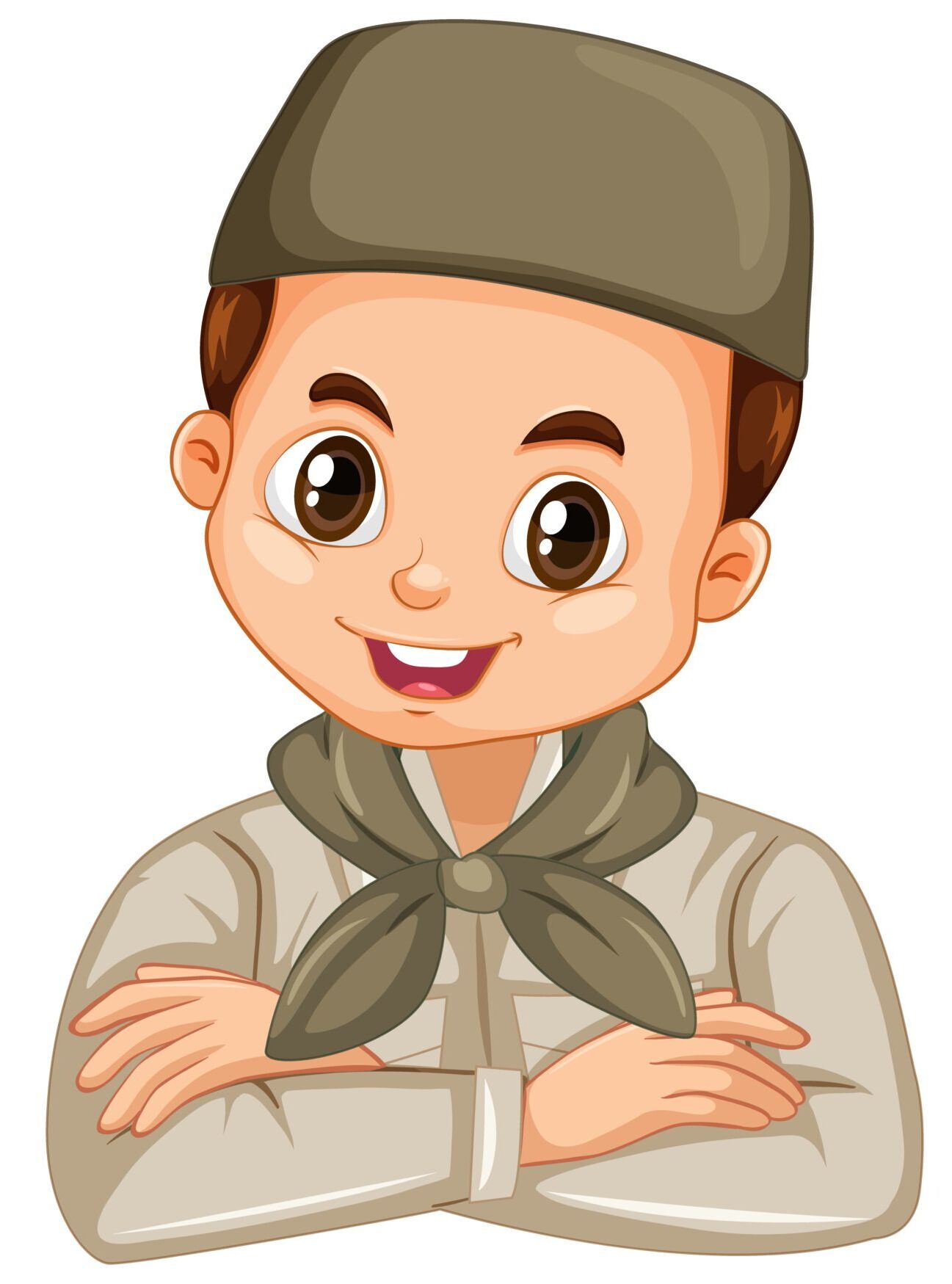 Boy and girl in scout uniform on white background illustration