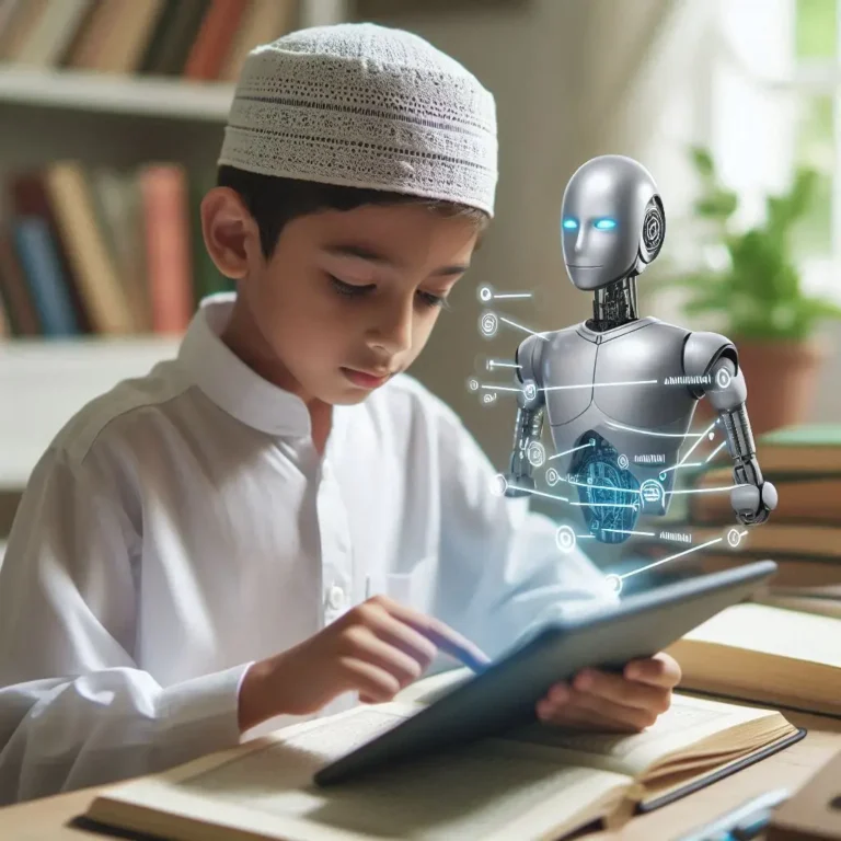 Muslim reading the Quran in a calm and peaceful setting.