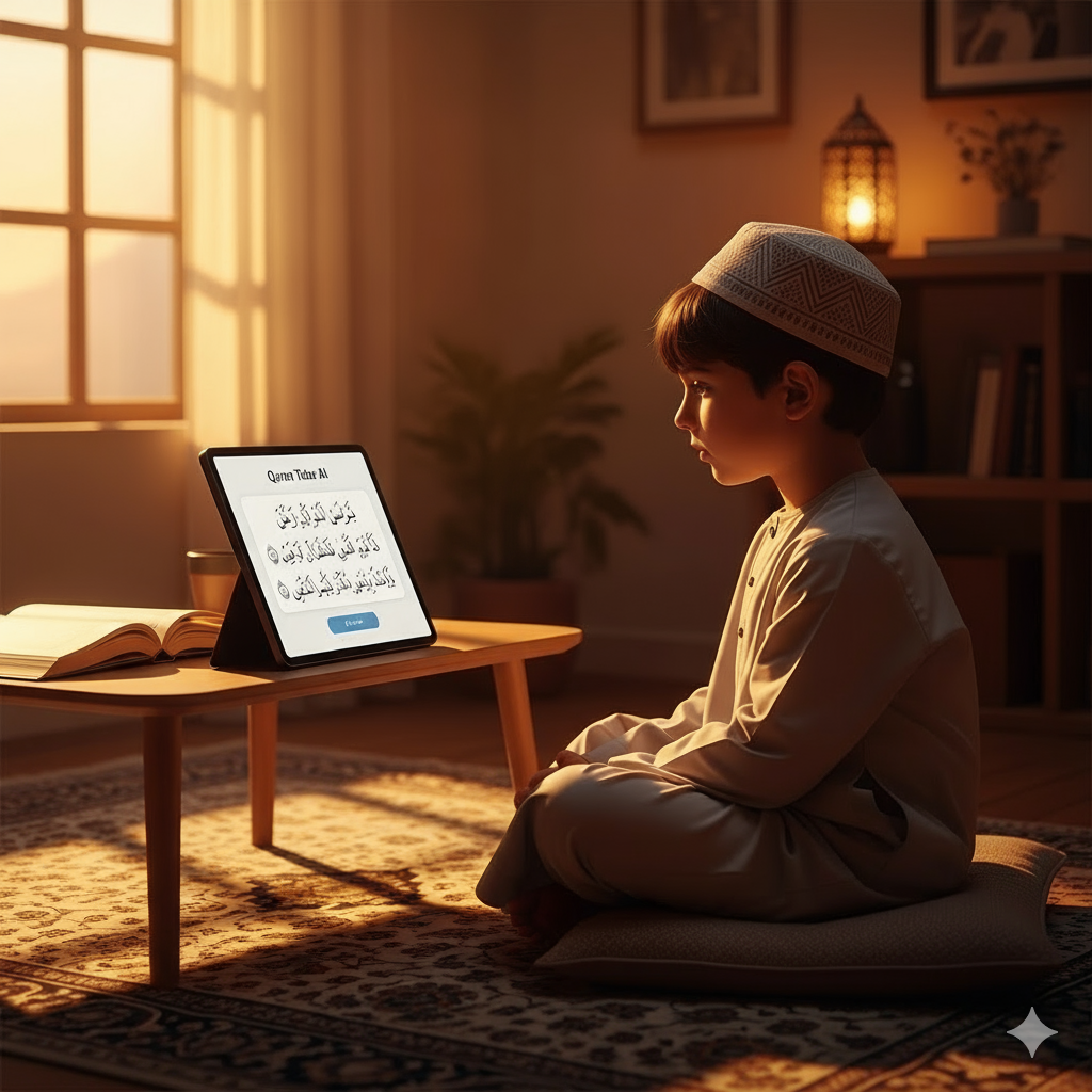 A kid reciting the Quran during Quran classes online for beginners