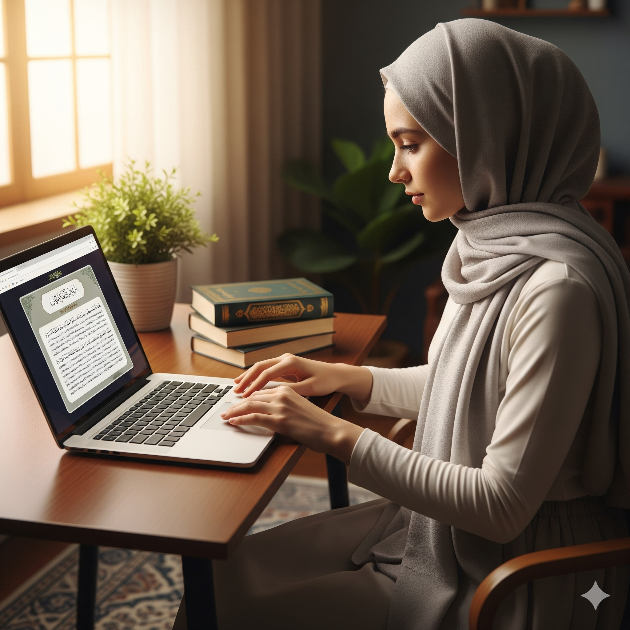 girl learning online islamic degree programme