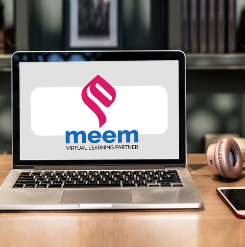 laptop monitor showing meem academia islamic degree online logo