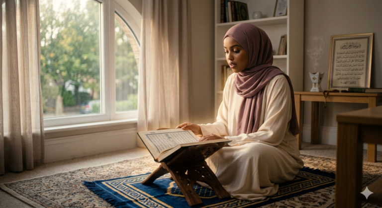 a girl learning ayatul kursi