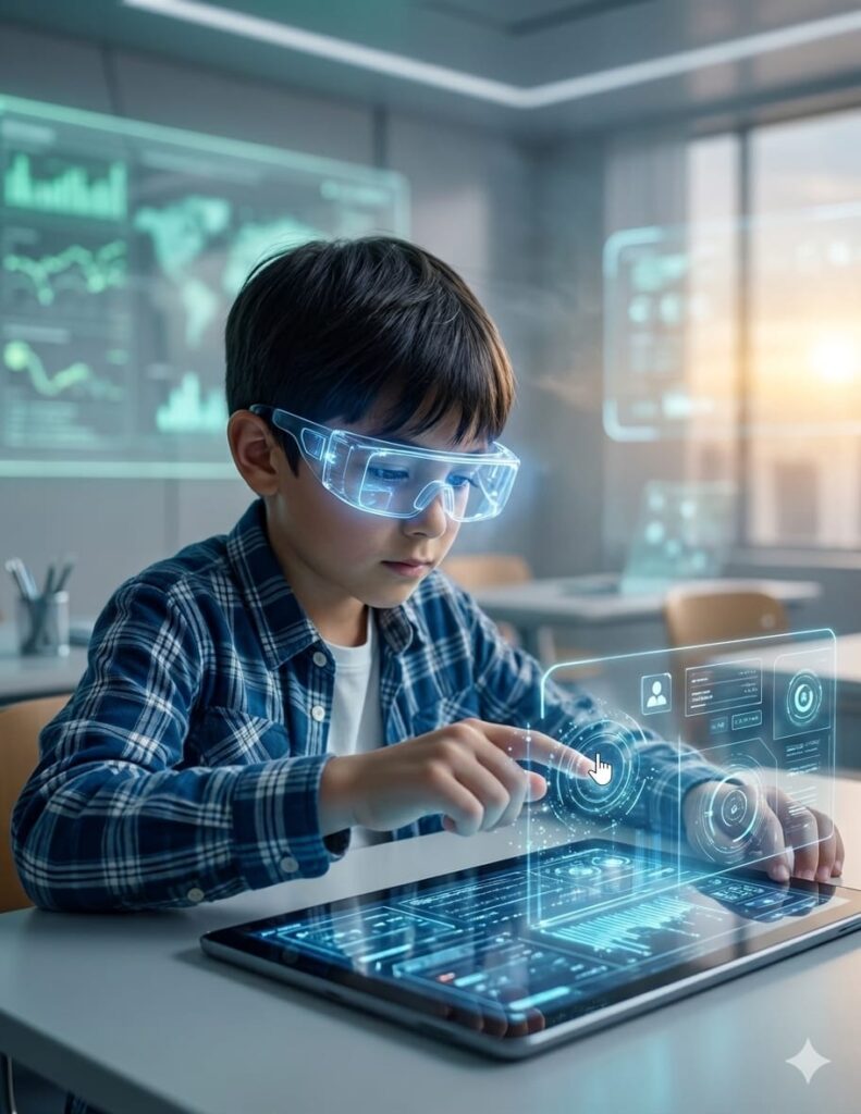 kid learning from home using ai help